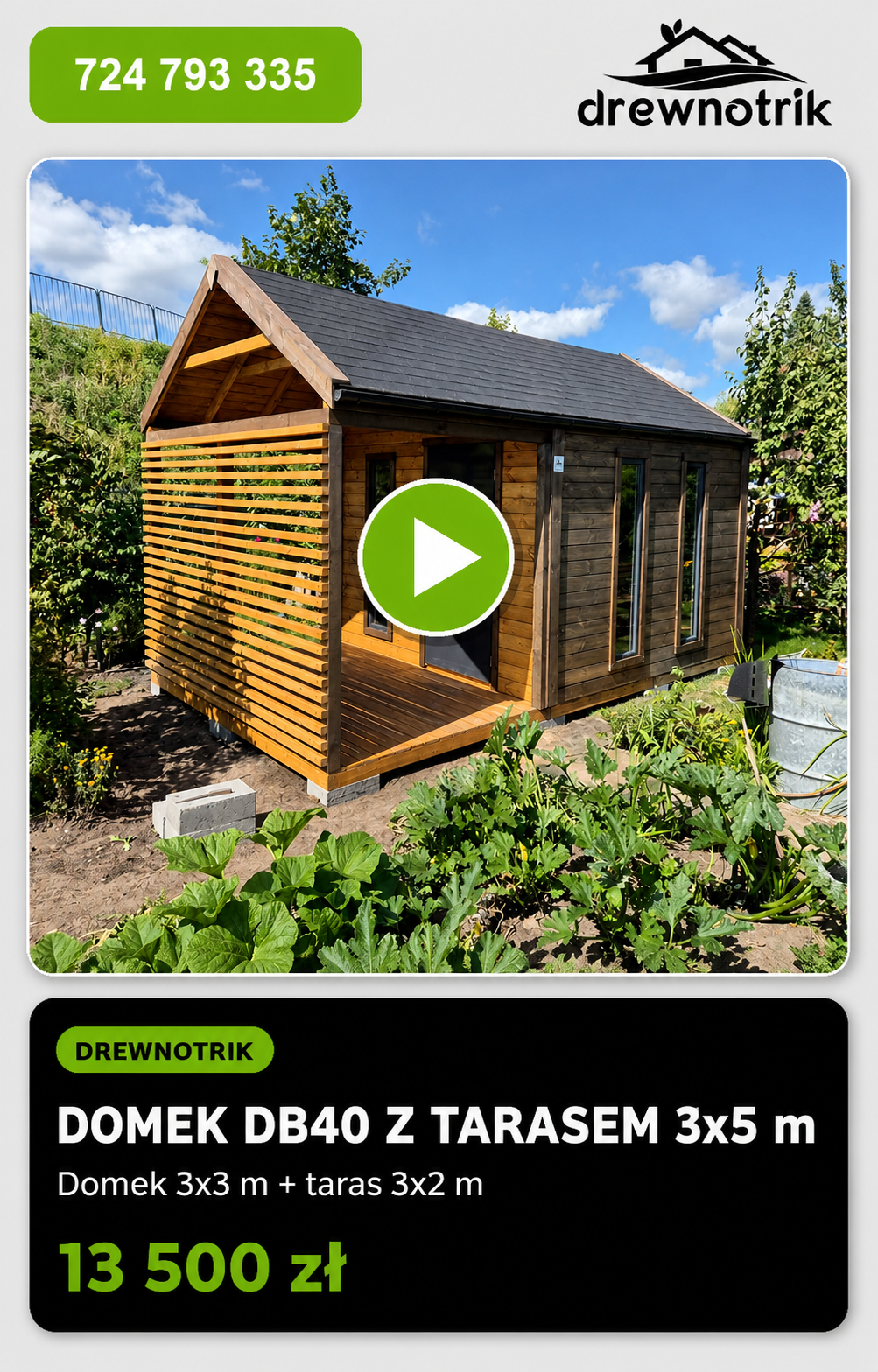 DOMEK OGRODOWY DB40 Z TARASEM 3 x 5 m — ujęcie 2