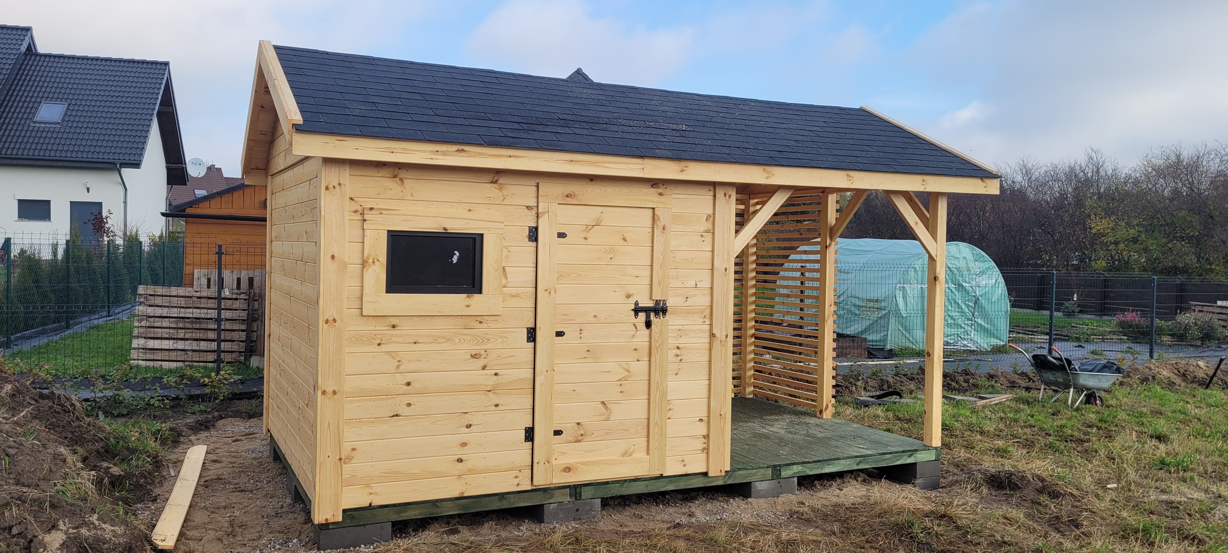 DOMEK narzędziowy PAWEŁ Z ALTANĄ 3x5m DACH DWUSPADOWY — ujęcie 3